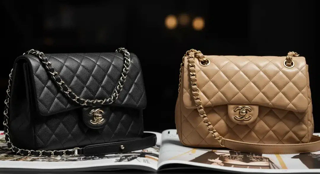 Luxury designer bag next to affordable dupe comparison