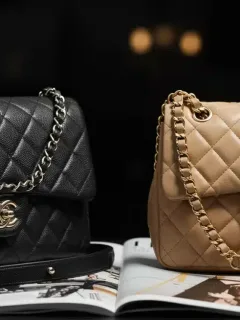 Luxury designer bag next to affordable dupe comparison