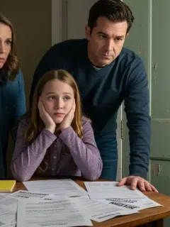 Worried family reviewing rental assistance documents at home