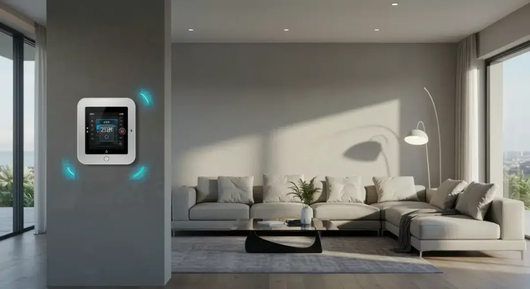 Modern smart home interior with automated features and contemporary design
