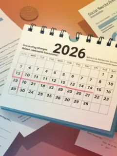 Retirement planning documents with 2026 calendar marking new withdrawal rules