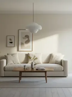 Modern low-maintenance living room with clean surfaces and minimal decor