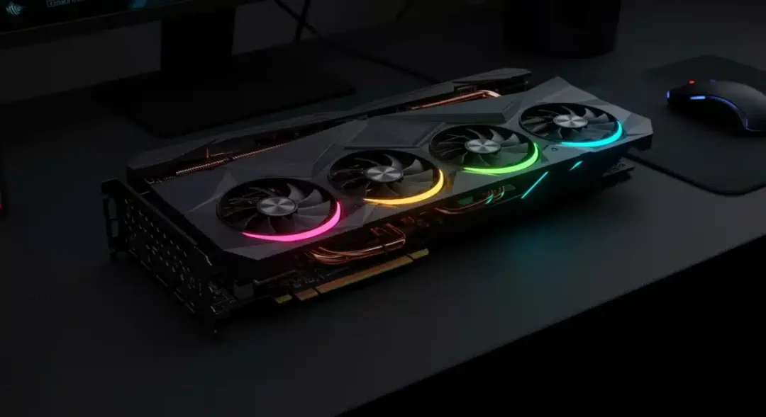 2026 high-end graphics card with RGB lighting on gaming desk