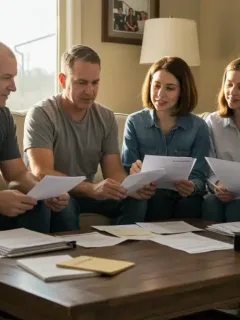 Veteran family reviewing their benefit documents at home