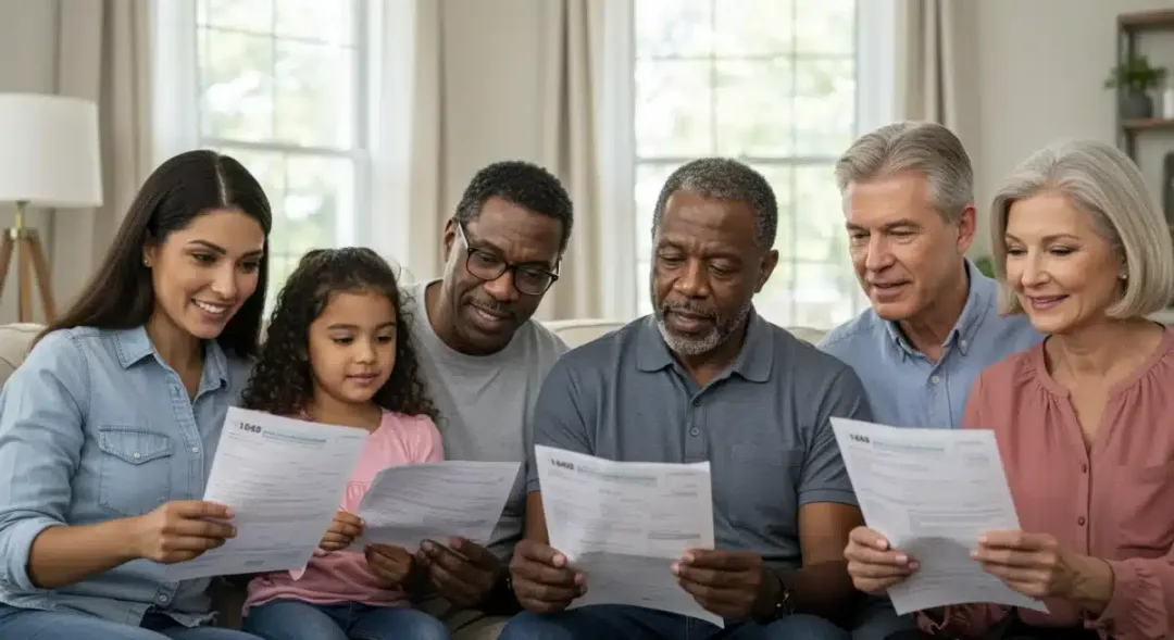 American families checking tax documents for Earned Income Tax Credit eligibility