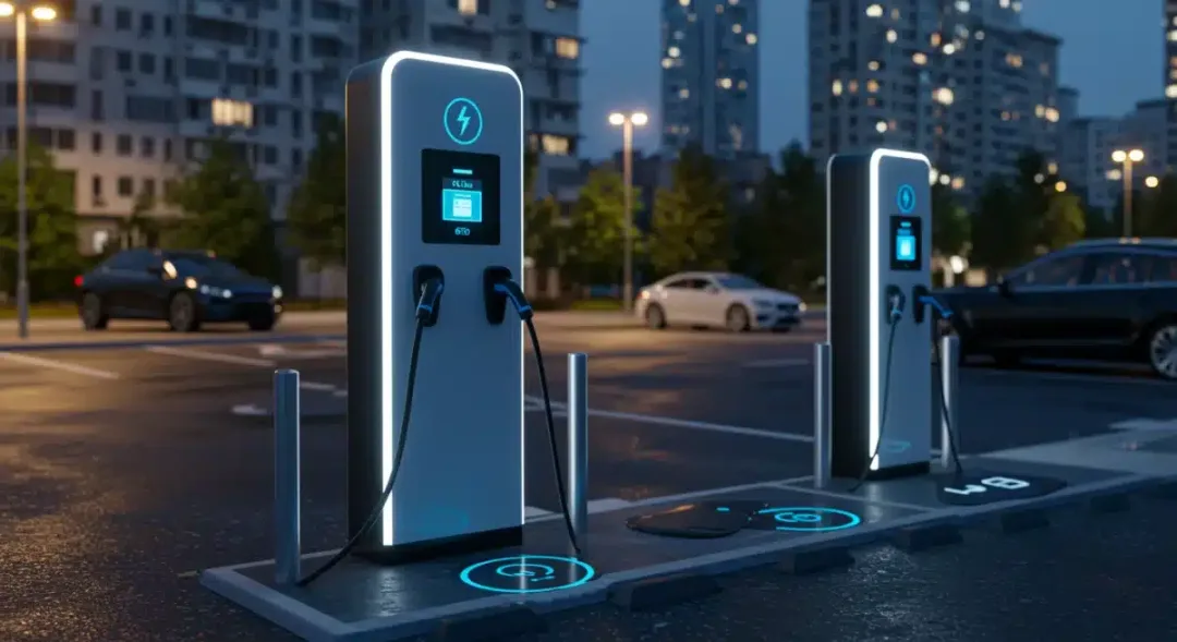 Next-generation EV charging station with wireless technology in urban parking area