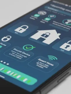 Smart home security dashboard displaying protected IoT devices with security indicators