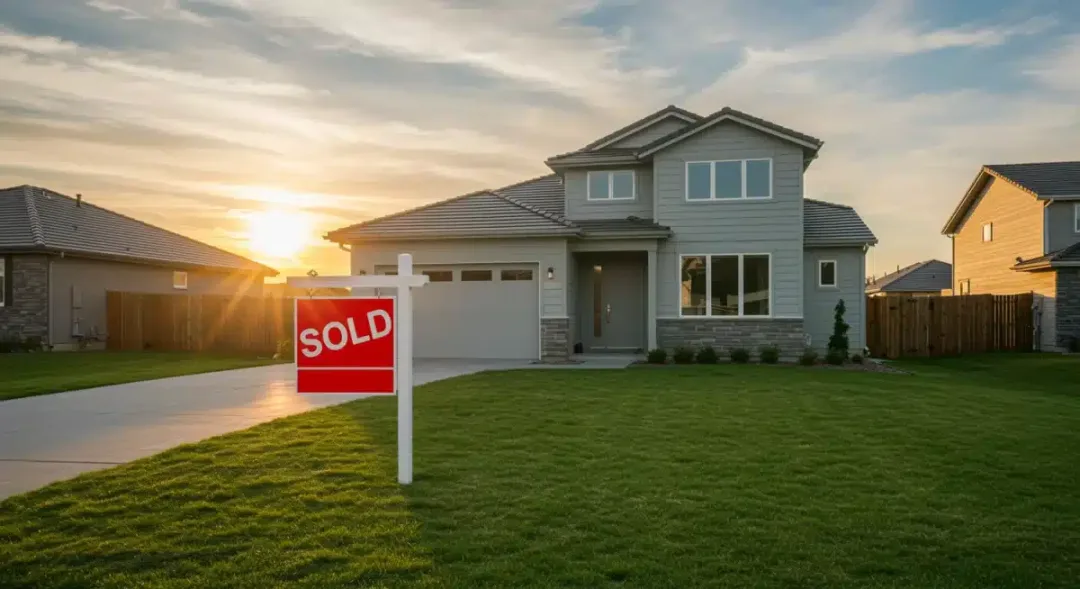 Suburban home with for sale sign representing home tax credit opportunity