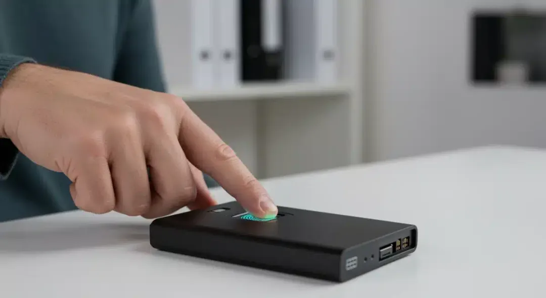 Biometric security on encrypted hard drive