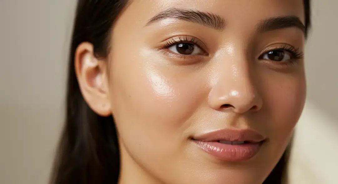 Radiant glowing skin after vitamin C serum application