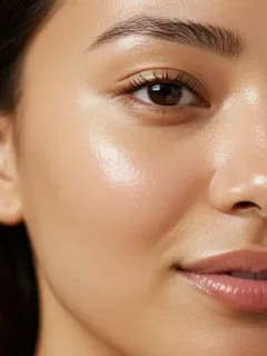 Radiant glowing skin after vitamin C serum application