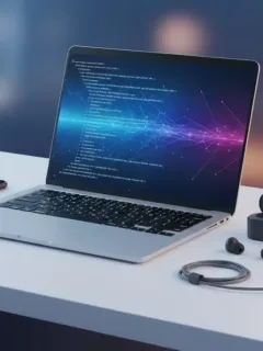 Collection of modern electronics including a laptop, smartphone, earbuds, and smartwatch, representing time-sensitive tech deals.