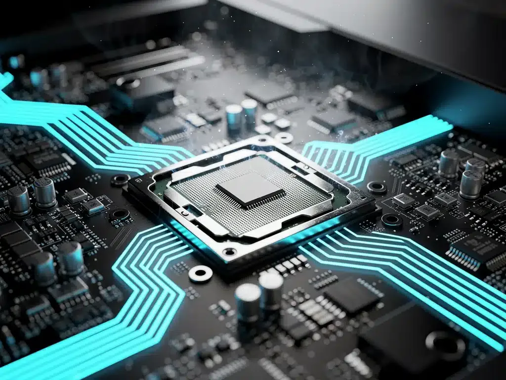 Close-up of a powerful console's internal processor, showcasing advanced gaming technology.
