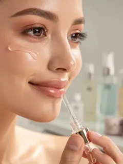 Woman applying affordable yet effective facial serum, emphasizing smart skincare choices