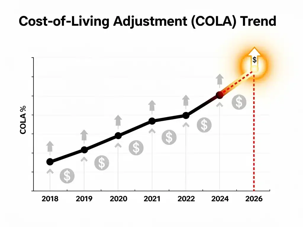 Projected Cost-of-Living Adjustment (COLA) for 2026, showing an upward trend.