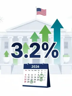 Graphic illustrating a 3.2% increase in federal benefits for 2026 COLA
