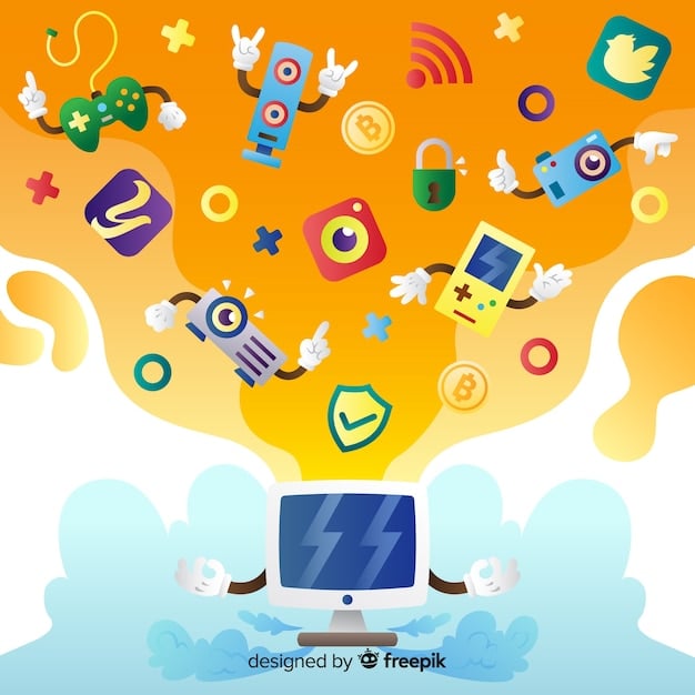 A graphic depicting various Korean internet slang terms written in stylized fonts, surrounded by icons representing social media platforms, online games, and popular Korean entertainment shows.