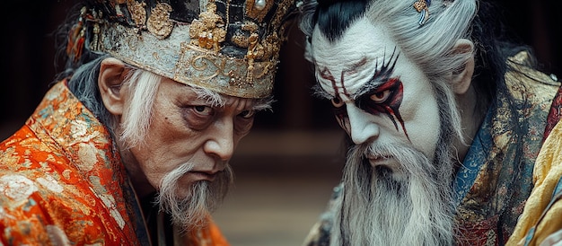 A dramatic scene from a historical drama depicting a famous emperor, like Emperor Qin Shi Huang, addressing his court. The image focuses on the emperor's imposing presence and the grandeur of the imperial setting.