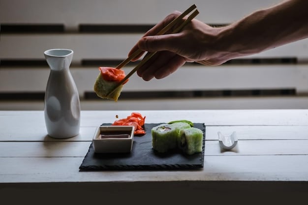 Uma imagem mostrando uma cozinha americana moderna com vários ingredientes japoneses adaptados para uso doméstico, como embalagens de molho de soja de marcas locais, pasta de missô e alternativas para dashi.