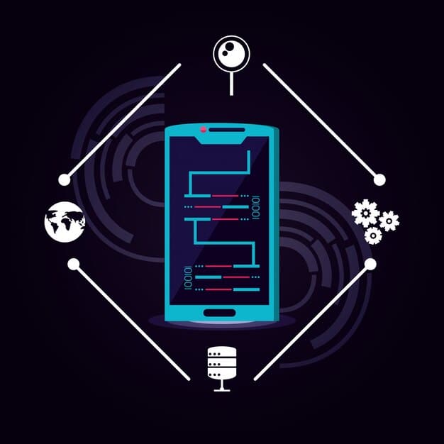 A digital illustration combining icons representing IP addresses, device recognition, and AI algorithms, visually demonstrating the technology used to detect password sharing.