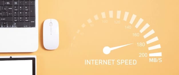 A speed test graphic showing internet download and upload speeds, with a caption emphasizing the importance of adequate bandwidth for streaming.