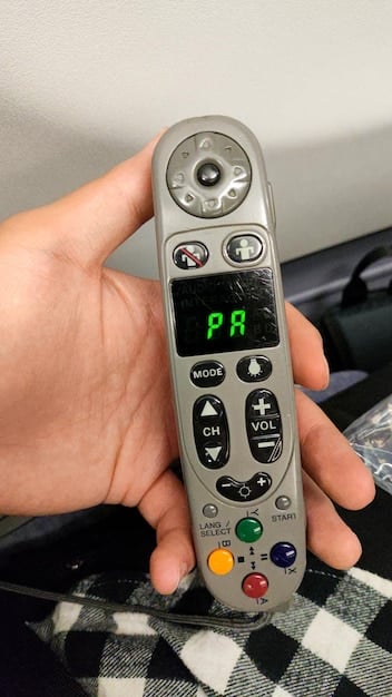A close-up shot of a hand holding the Roku remote control, highlighting its simple design and dedicated service buttons.
