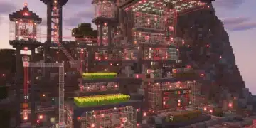 Advanced redstone circuits automating a futuristic Minecraft base