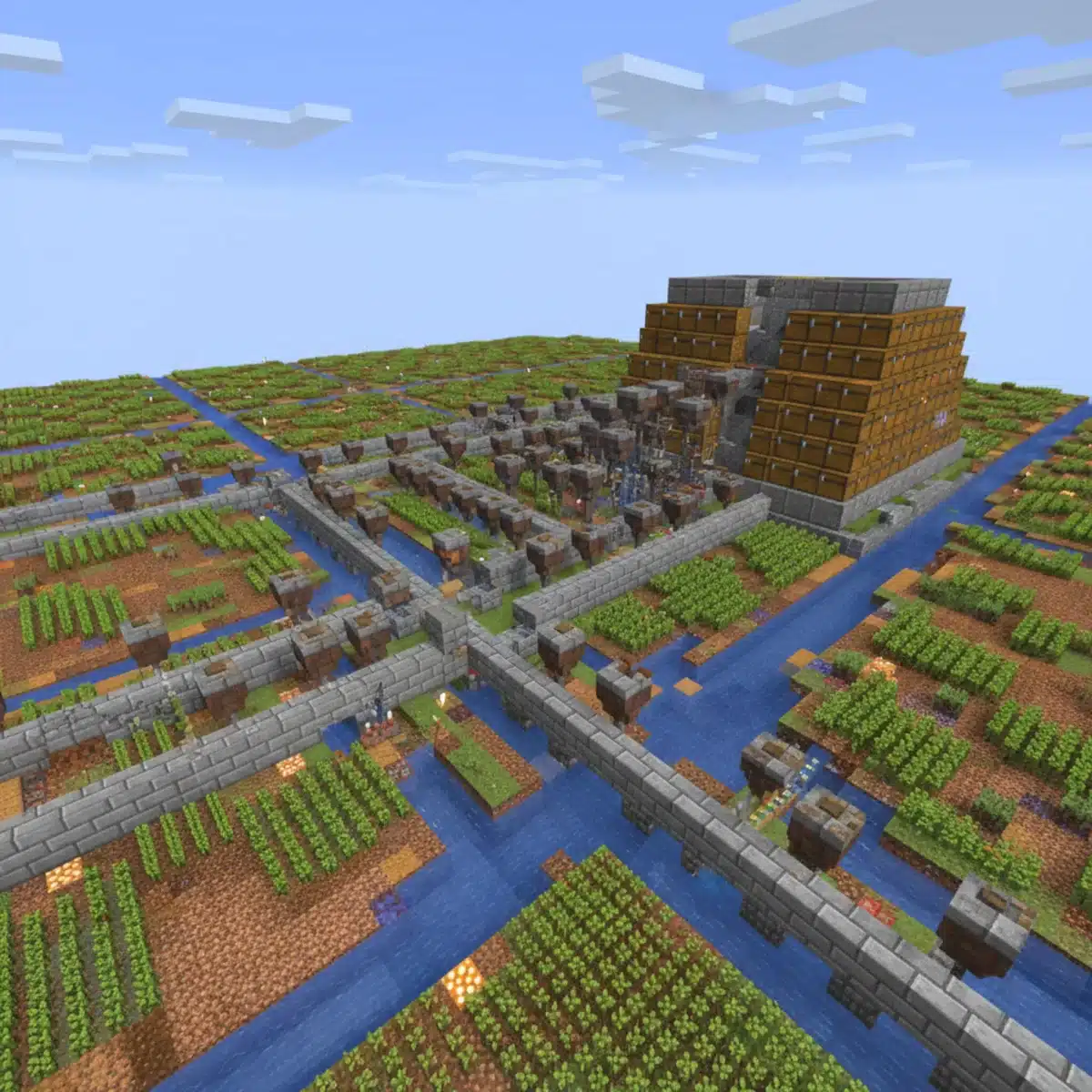 Large-scale automated redstone farm in Minecraft