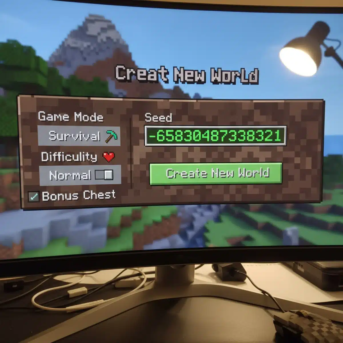 Entering a Minecraft seed code into the world creation menu