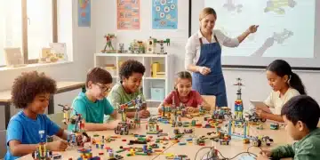 Lego Education: Using Bricks to Teach STEM Concepts Effectively Children engaged in Lego Education building, learning STEM concepts hands-on