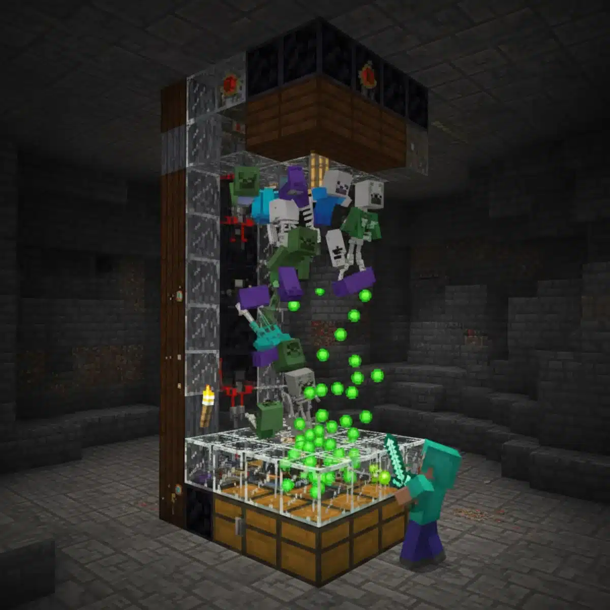 Efficient Minecraft mob grinder for experience points