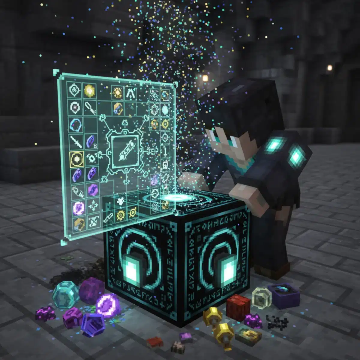 Player crafting at new Minecraft station with advanced recipes