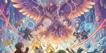 Pokémon Sword and Shield: Master Dynamax Adventures Pro Tips Trainer and Pokémon team battling a colossal Dynamax Pokémon in a Max Lair