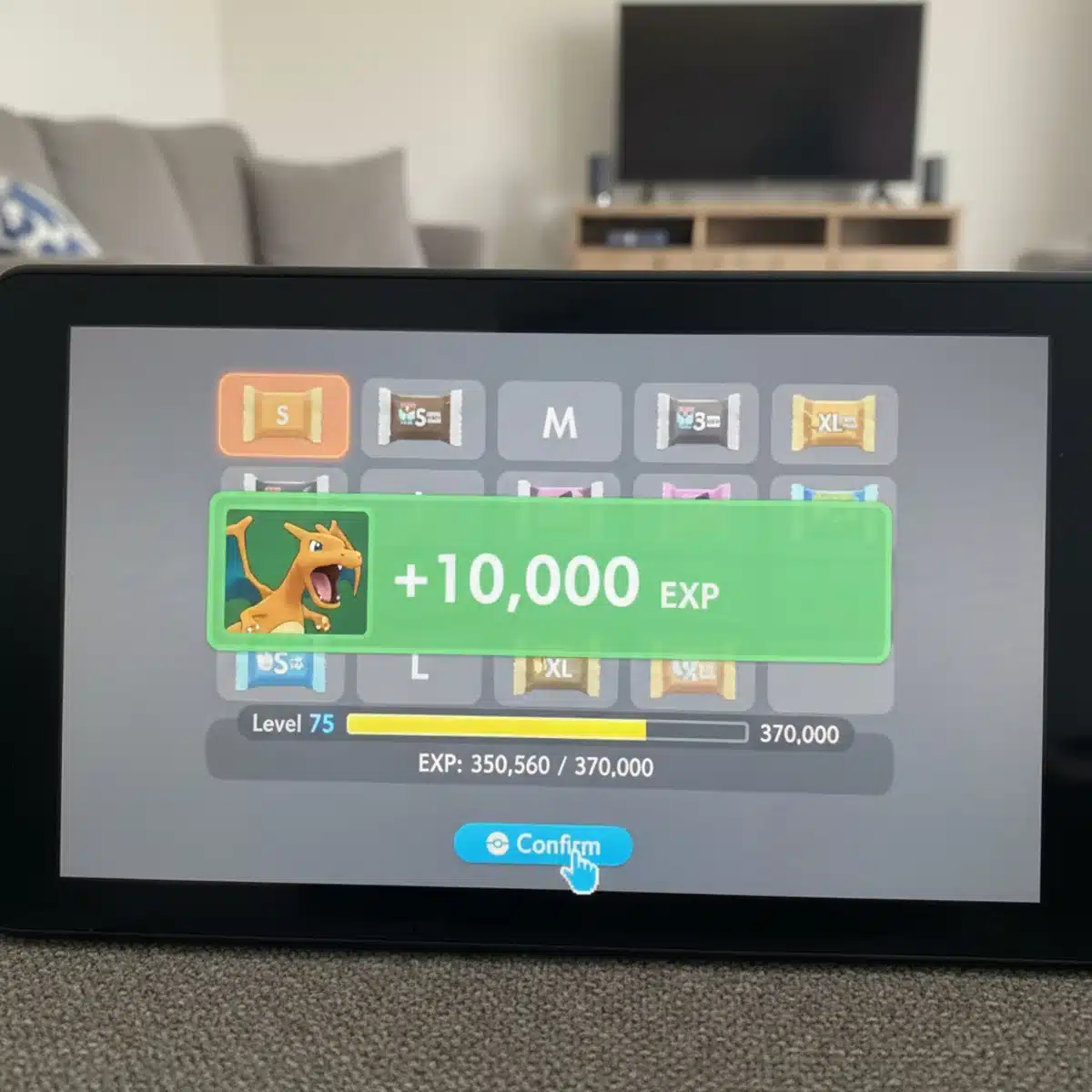 Using Exp. Candies to quickly level up Pokémon in Sword and Shield.