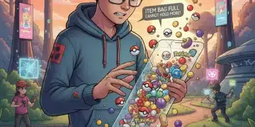 Pokemon GO player struggling with an overflowing item bag, needing management tips