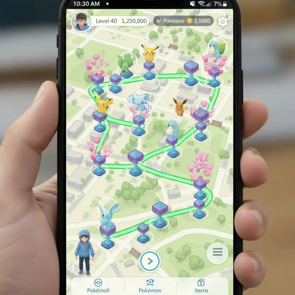Optimized Pokémon GO catching route for maximum XP gain