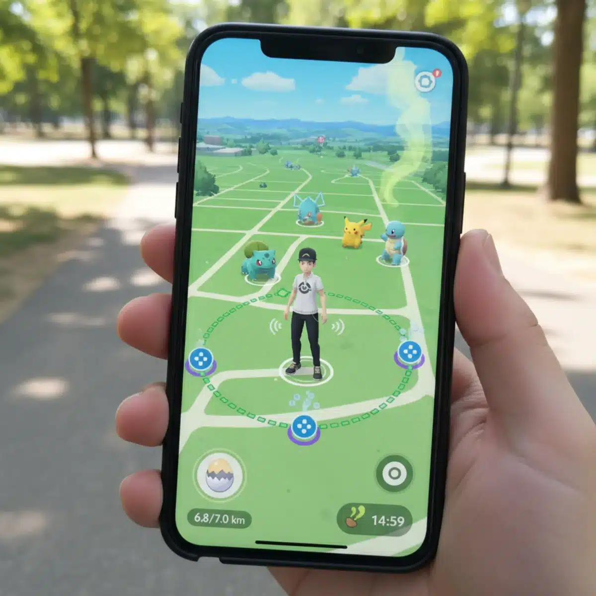 Pokémon GO player actively walking with incense for efficient egg hatching