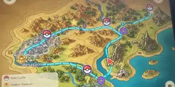 Pokémon Scarlet and Violet in-game map showing exploration routes and points of interest