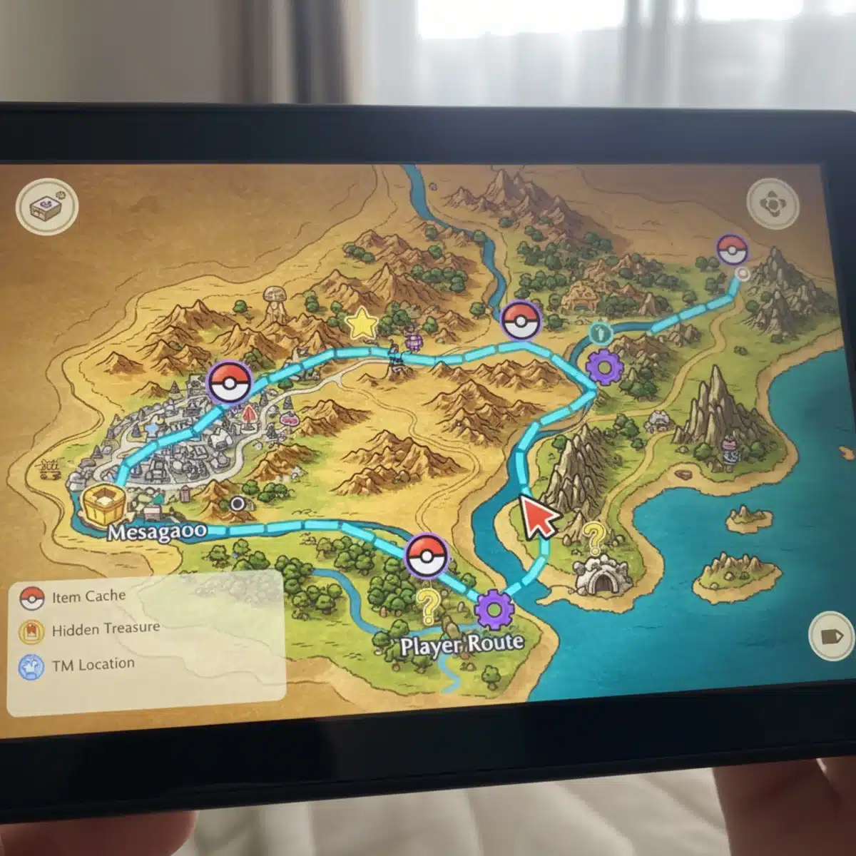Pokémon Scarlet and Violet in-game map showing exploration routes and points of interest