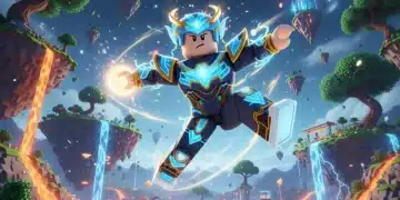 Roblox character performing a fluid animation in a colorful game environment.