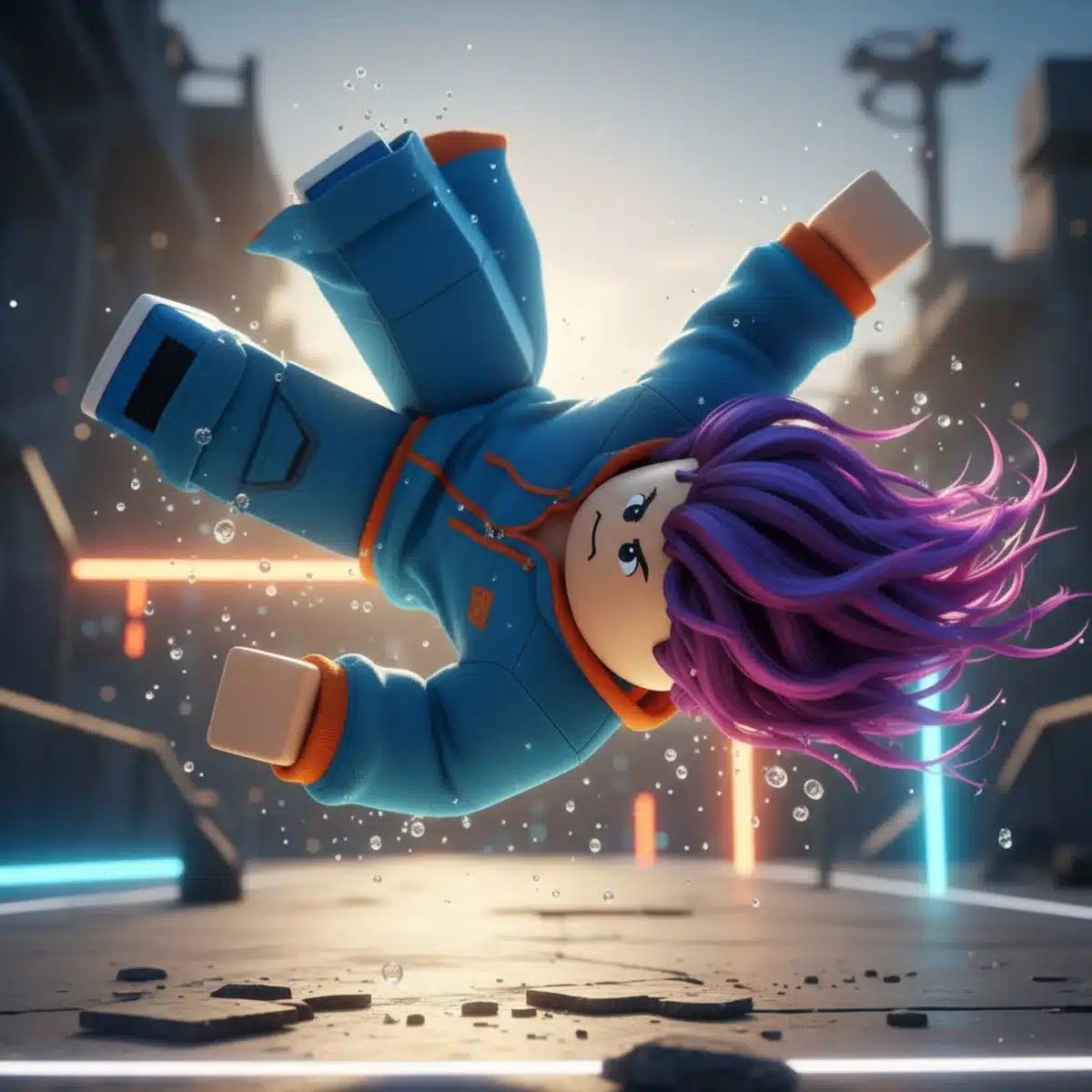 Roblox character with realistic physics in motion, showcasing improved animation.