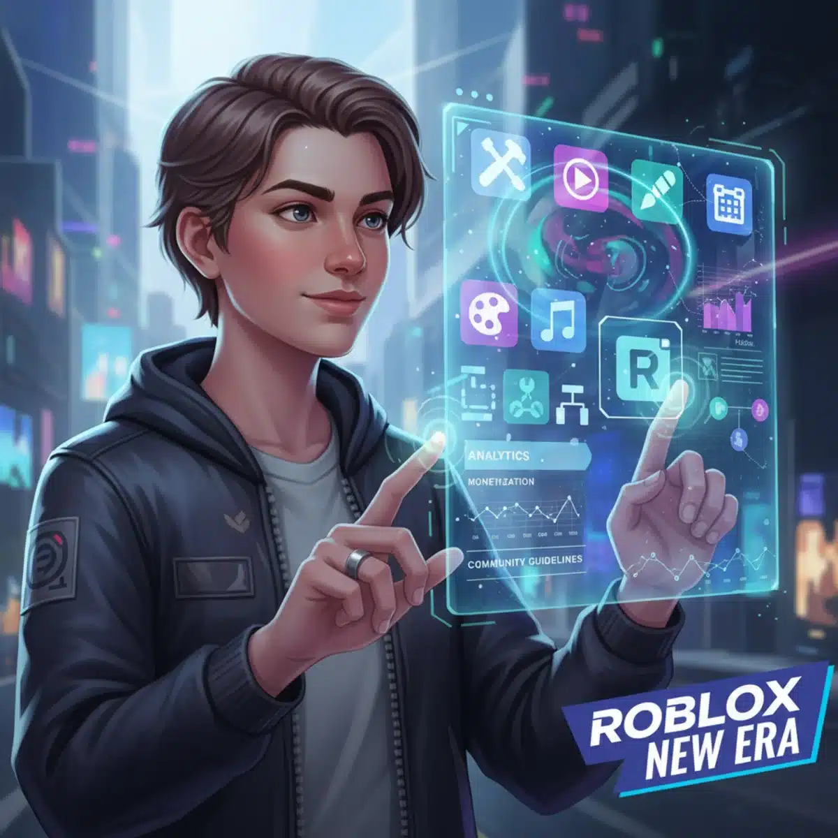 Young creator using Roblox studio tools