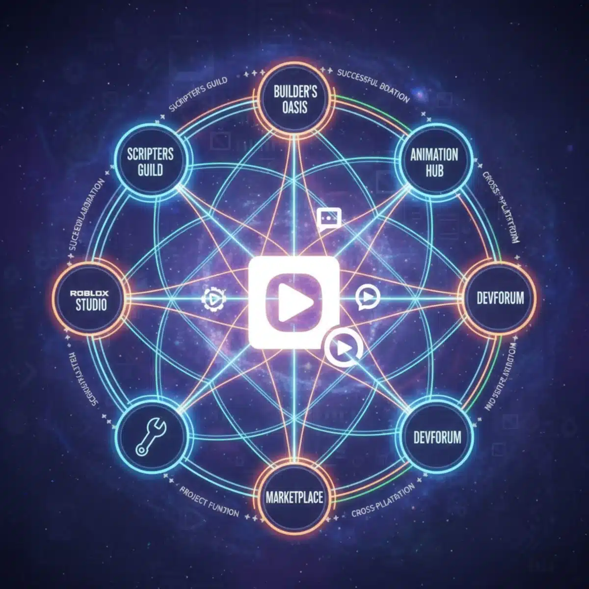 Interconnected network of Roblox developers and platforms