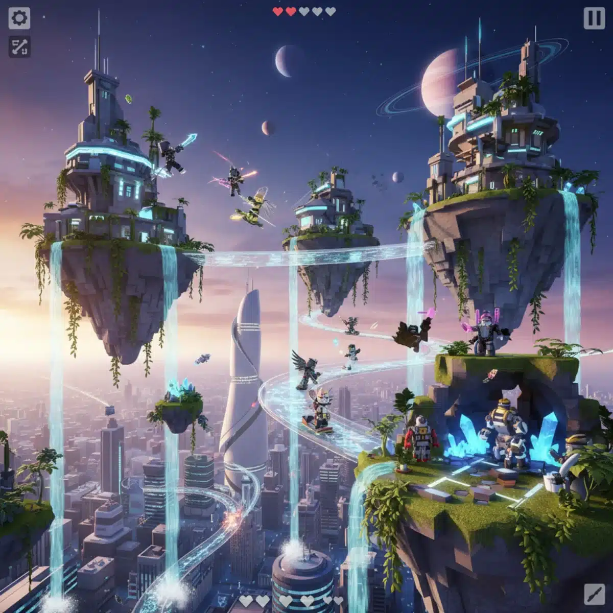 Advanced Roblox game environment with dynamic lighting and physics