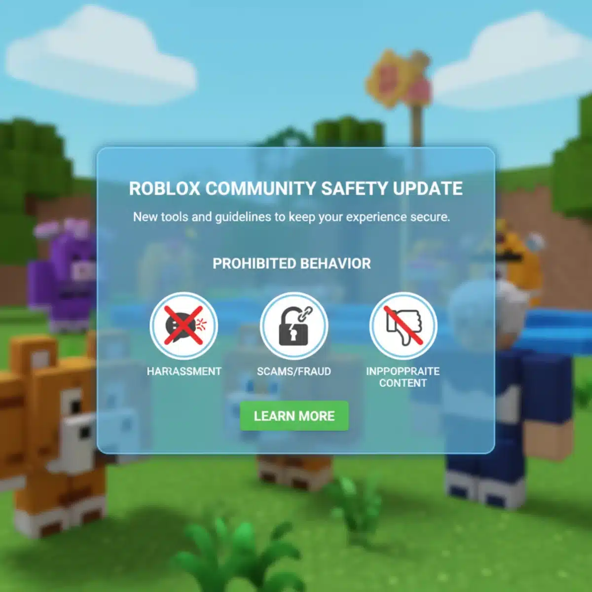 Roblox warning notification about community rules
