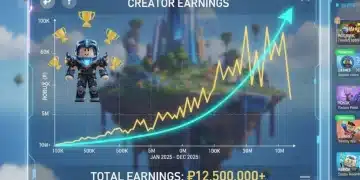 Robux Earnings 2025: Untapped Creator Strategies Revealed Roblox game interface with Robux symbols and rising earnings graph, symbolizing creator success.