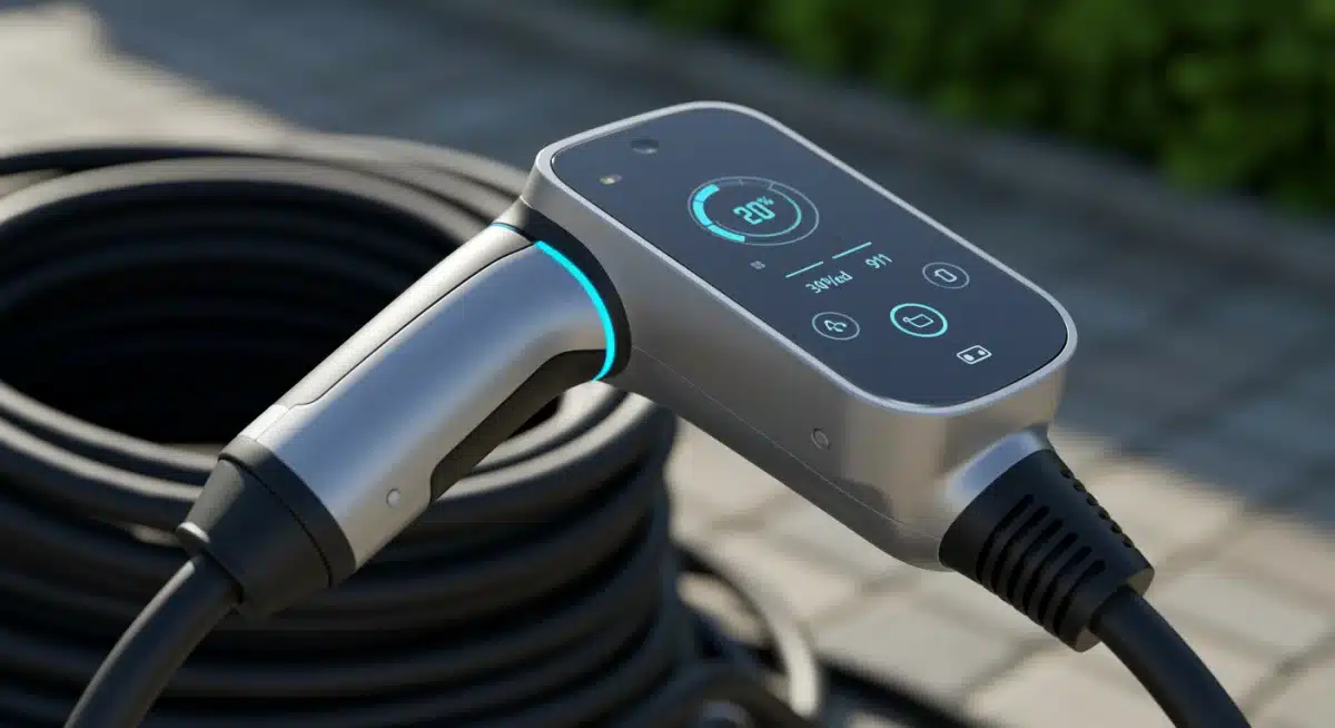 EV fast charging connector with digital progress display
