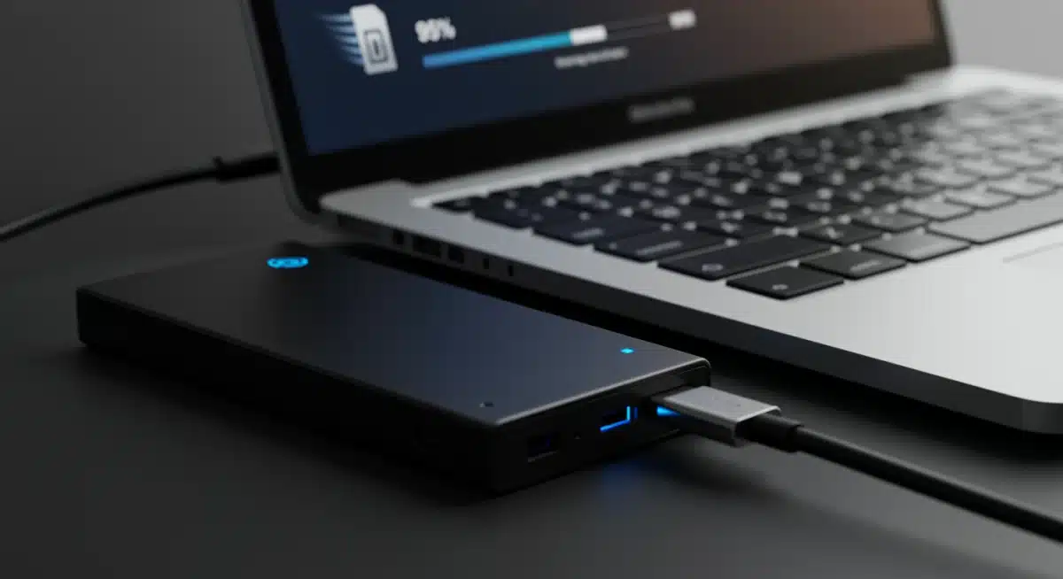 External SSD drive transfer speed demonstration