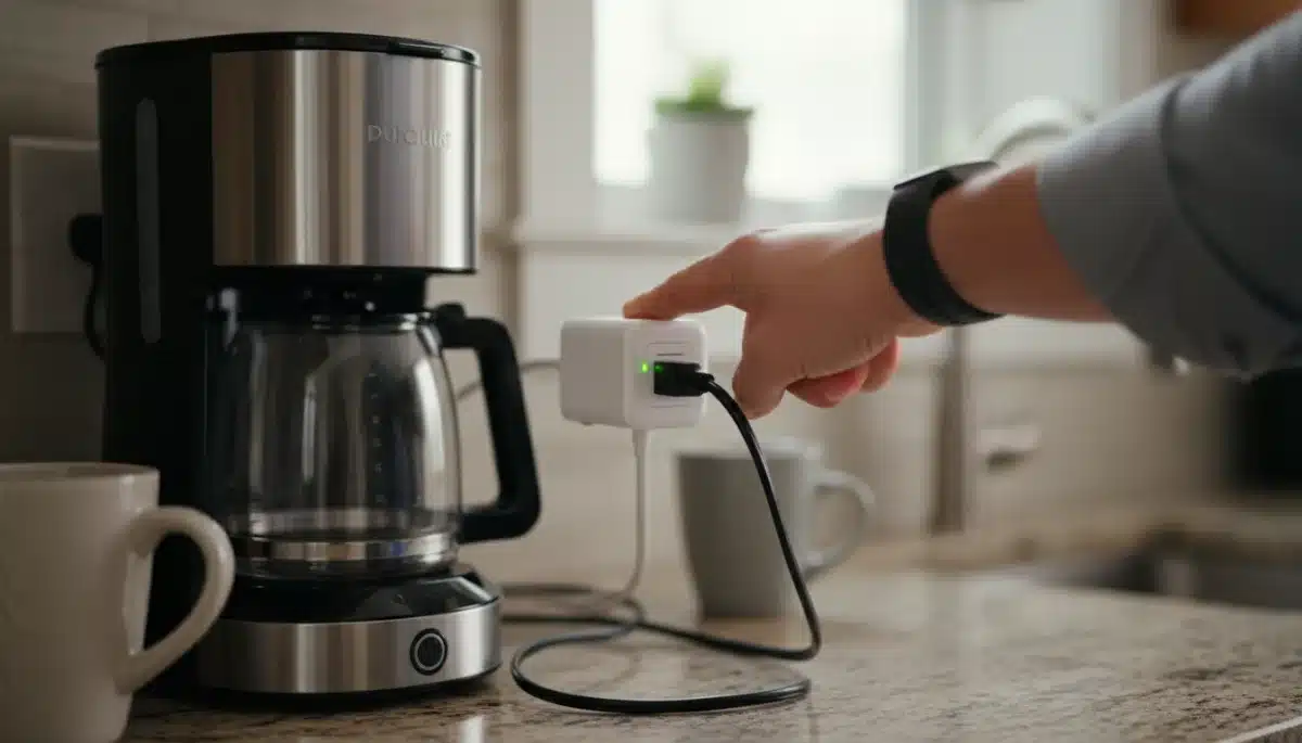 Hand activating smart plug for coffee maker